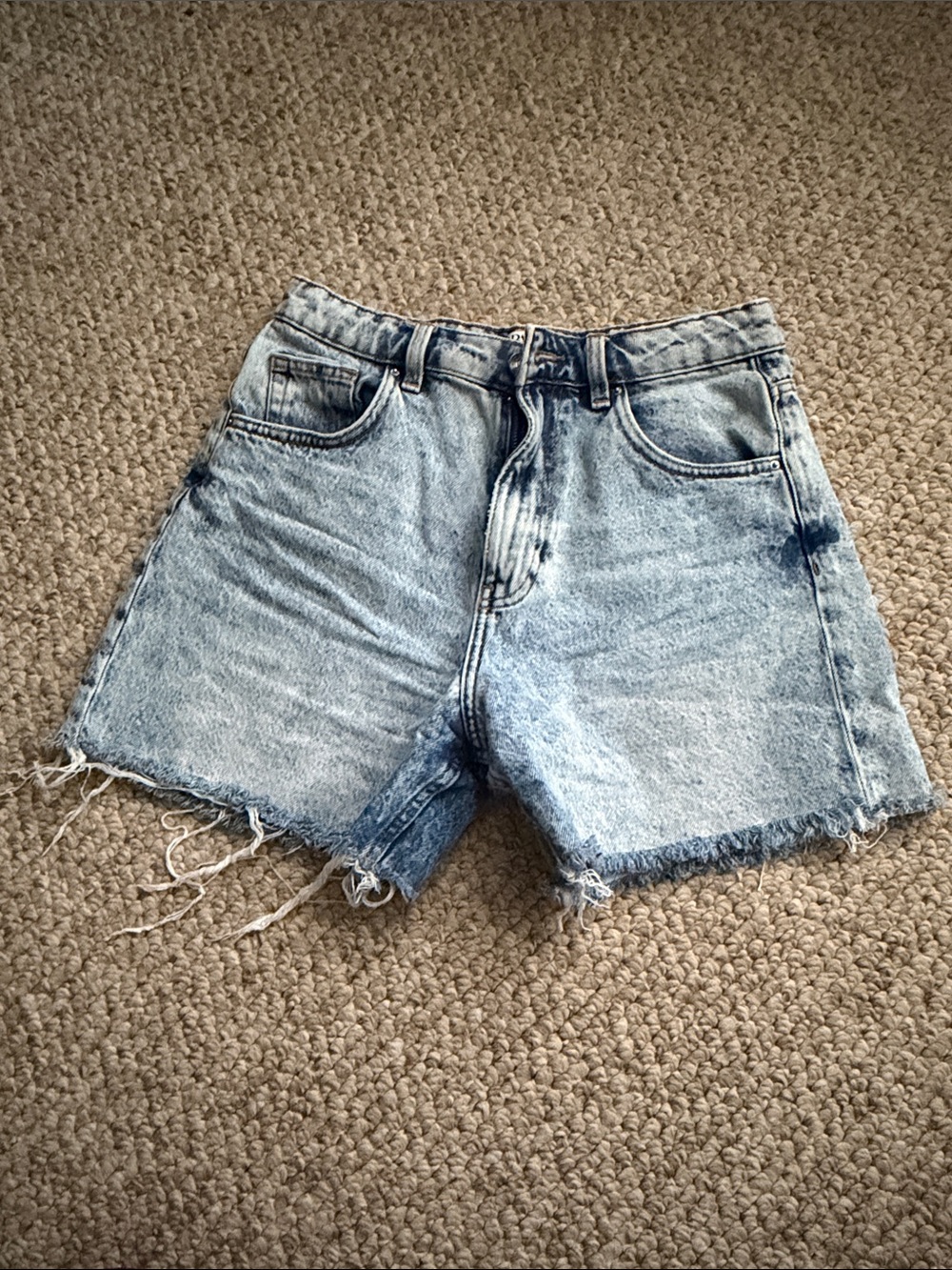 Zara Light Blue Washed Denim Cutoff Shorts